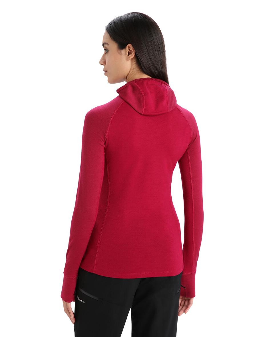 Women's Icebreaker ZoneKnit™ Merino Insulated Long Sleeve Hoodie Base Layers Cherry | CA 1063LISH